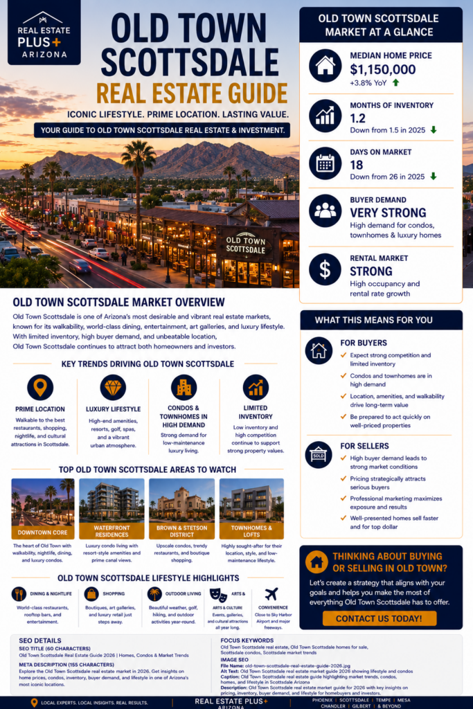 Old Town Scottsdale real estate guide 2026 showing luxury condos nightlife and Scottsdale market trends