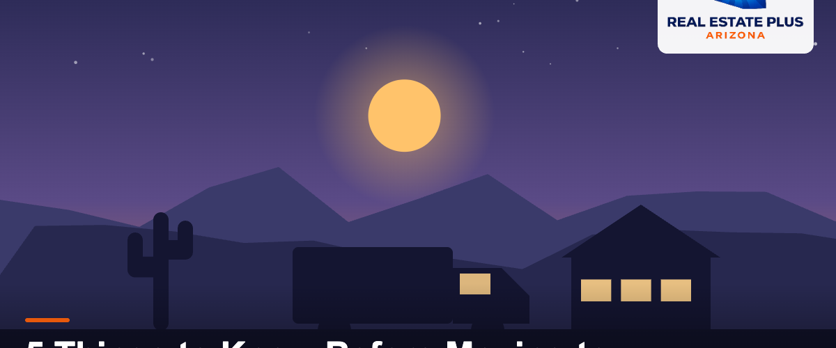 Moving truck outside an Arizona home at dusk — Real Estate Plus Arizona