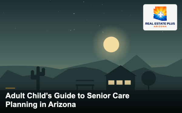 Arizona family home with garden bench at dusk — Real Estate Plus Arizona