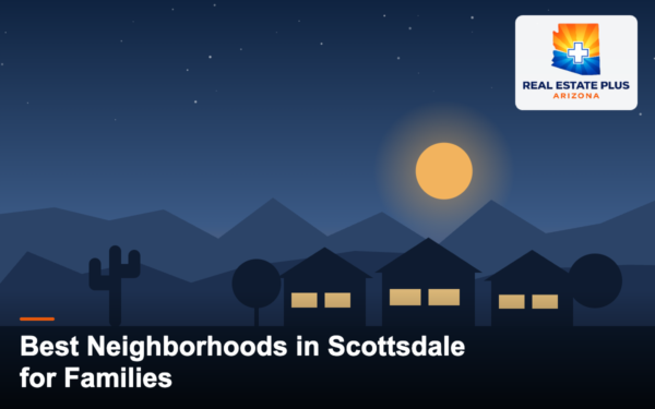 Scottsdale family neighborhood homes at dusk — Real Estate Plus Arizona