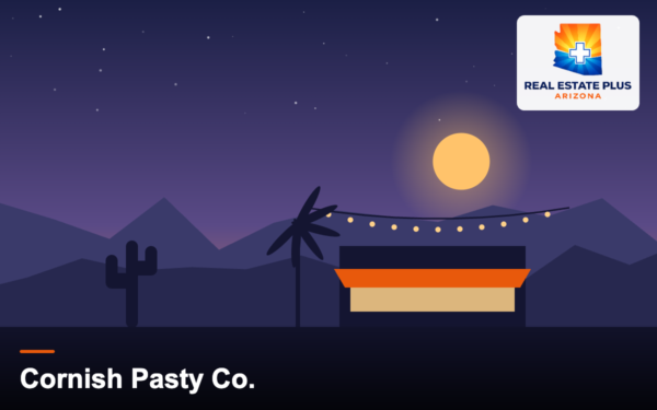 Pub storefront with string lights at dusk — Real Estate Plus Arizona