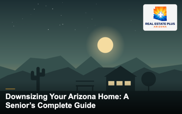 Cozy Arizona home with garden bench at dusk — Real Estate Plus Arizona