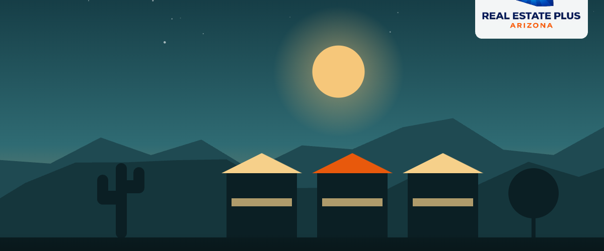 Farmers market stalls at dusk — Real Estate Plus Arizona