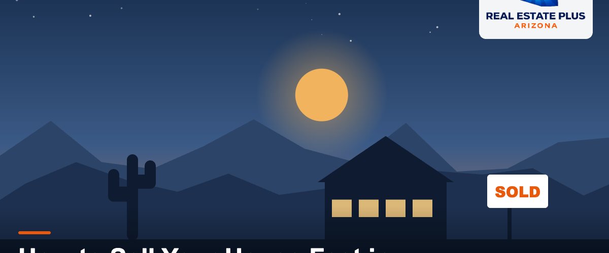 Arizona home with SOLD sign at dusk — Real Estate Plus Arizona