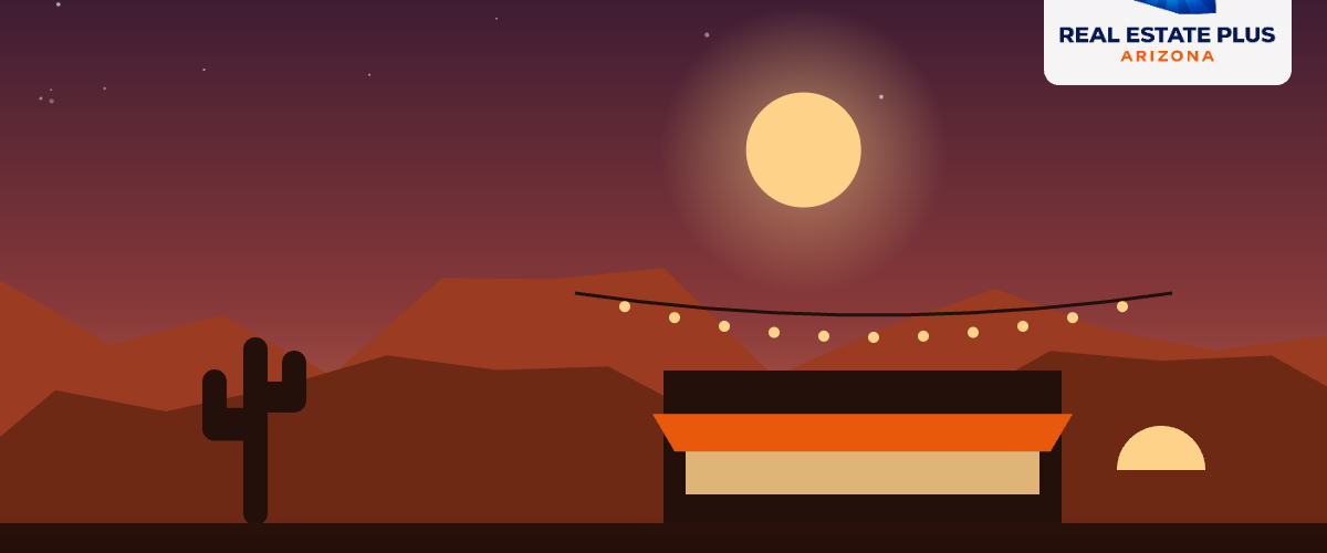 Taco restaurant patio under string lights โ Real Estate Plus Arizona