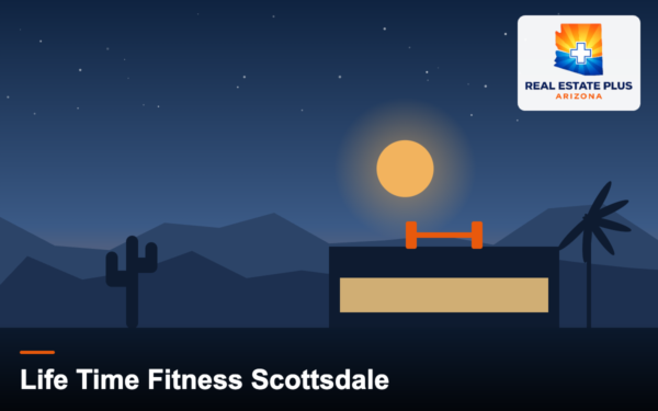Fitness club building at dusk — Real Estate Plus Arizona