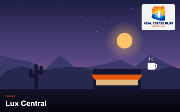 Coffee shop storefront at dusk — Real Estate Plus Arizona