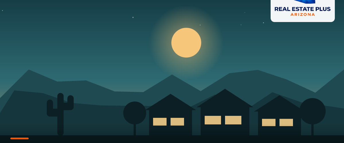 Mesa neighborhood homes at dusk — Real Estate Plus Arizona
