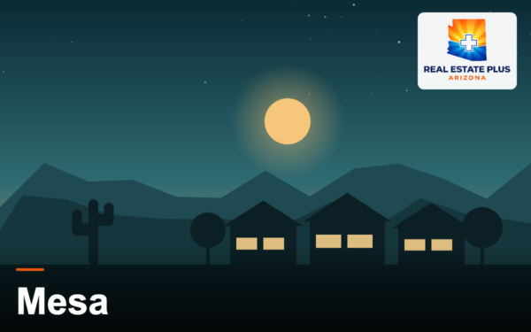 Mesa neighborhood homes at dusk — Real Estate Plus Arizona