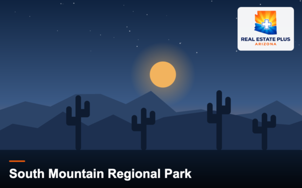 Saguaro-lined trail at dusk — Real Estate Plus Arizona