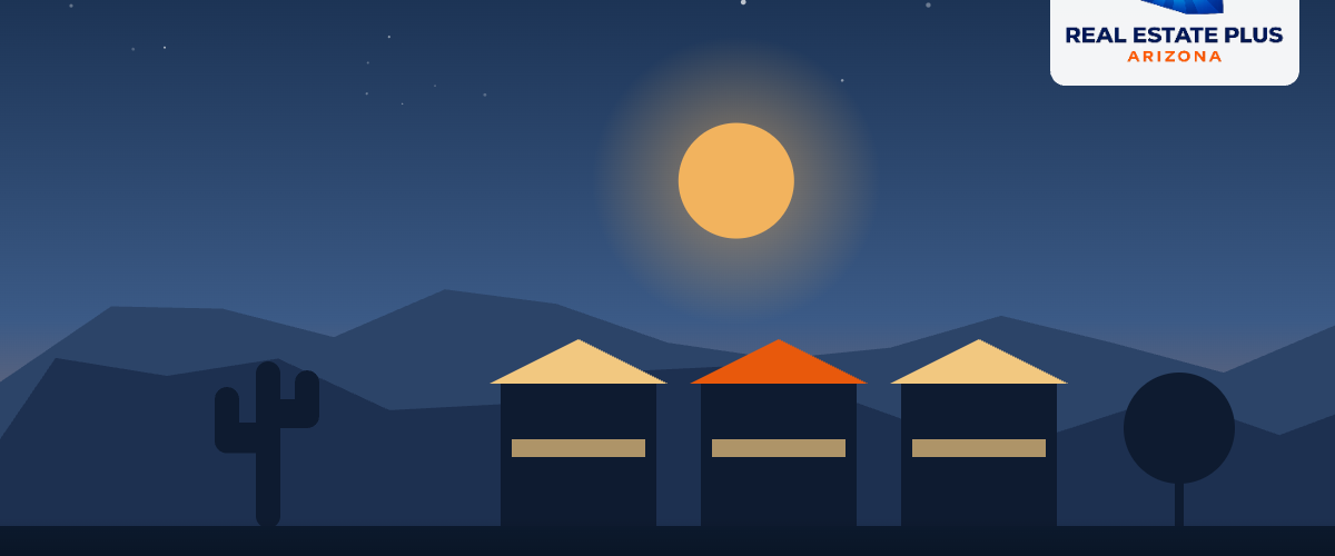 Festival tents at dusk — Real Estate Plus Arizona